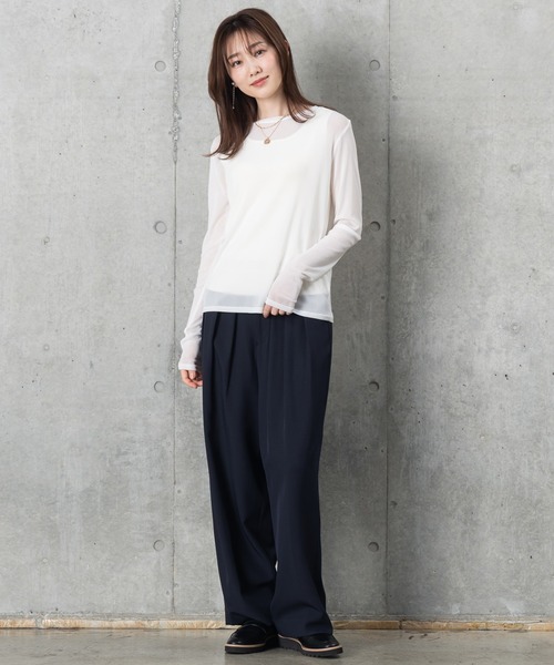 MAISONCOMFY (メゾンコンフィ)の「【ほんのり透け感のあるシアーカットソー】1枚でもレイヤードでも「サマ」になる優秀アイテム(Tシャツ/カットソー・レディース・ブラック/サックスブルー/ホワイト・FREE)」の10枚目の写真
