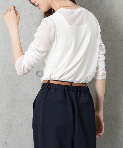MAISONCOMFY (メゾンコンフィ)の「【ほんのり透け感のあるシアーカットソー】1枚でもレイヤードでも「サマ」になる優秀アイテム(Tシャツ/カットソー・レディース・ブラック/サックスブルー/ホワイト・FREE)」の15枚目の写真