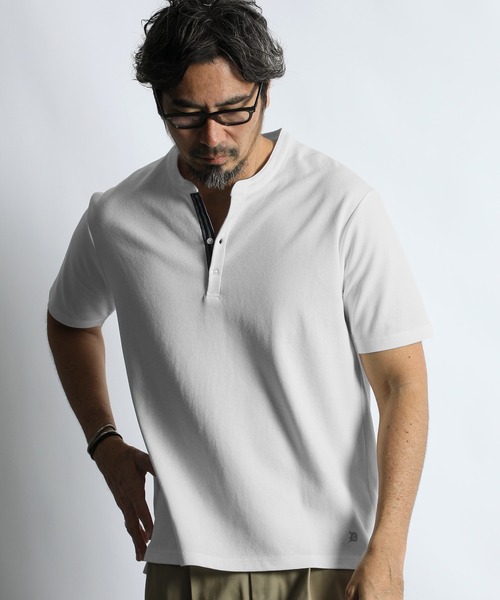 COOLFIBER' PLATING V-NECK OPEN COLLAR TEE：吸水速乾・防シワ クール