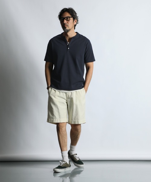 The DUFFER of ST.GEORGE(ザダファーオブセントジョージ)の「'COOLFIBER' PLATING V-NECK OPEN COLLAR TEE:吸水速乾・防シワ クールファイバー Vネック オープンカラー スキッパーTシャツ(Tシャツ/カットソー・メンズ・チャコールグレー/ホワイト/ブラック/ネイビー・SMALL/X-LARGE/LARGE/MEDIUM)」の12枚目の写真
