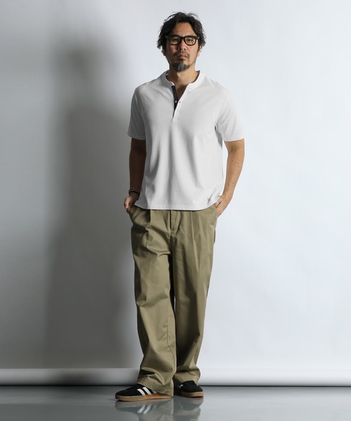 The DUFFER of ST.GEORGE(ザダファーオブセントジョージ)の「'COOLFIBER' PLATING V-NECK OPEN COLLAR TEE:吸水速乾・防シワ クールファイバー Vネック オープンカラー スキッパーTシャツ(Tシャツ/カットソー・メンズ・チャコールグレー/ホワイト/ブラック/ネイビー・SMALL/X-LARGE/LARGE/MEDIUM)」の6枚目の写真