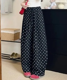 ドット柄イージーバレルパンツ