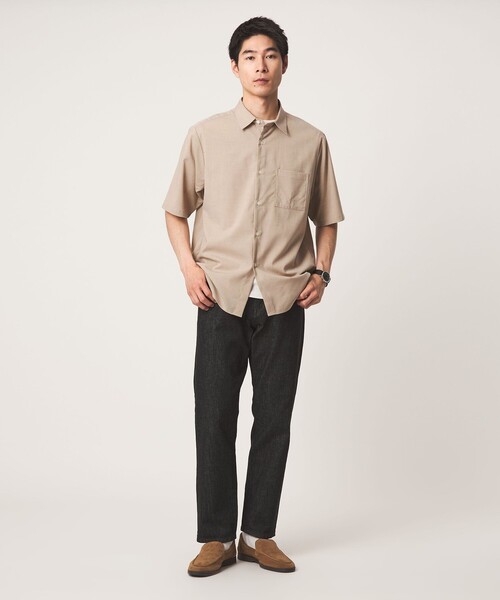 green label relaxing(グリーンレーベルリラクシング)の「【WEB限定】JUST fit ウールライク 半袖 シャツ(シャツ/ブラウス・メンズ・ダークグレー/ブラック/モカ・S/M/L/XL)」の5枚目の写真