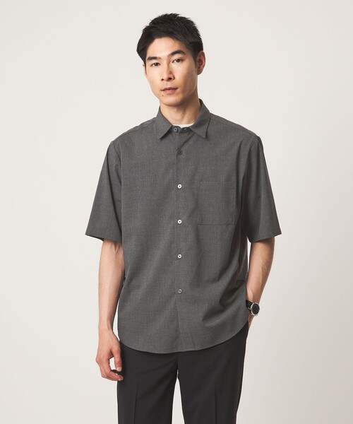 green label relaxing(グリーンレーベルリラクシング)の「【WEB限定】JUST fit ウールライク 半袖 シャツ(シャツ/ブラウス・メンズ・ダークグレー/ブラック/モカ・S/M/L/XL)」の7枚目の写真