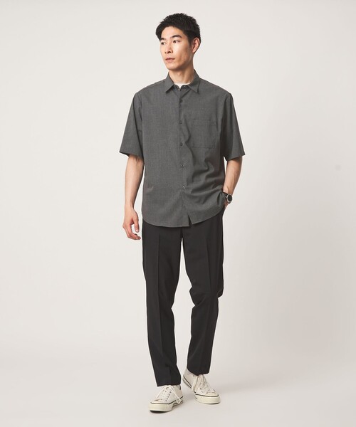 green label relaxing(グリーンレーベルリラクシング)の「【WEB限定】JUST fit ウールライク 半袖 シャツ(シャツ/ブラウス・メンズ・ダークグレー/ブラック/モカ・S/M/L/XL)」の8枚目の写真