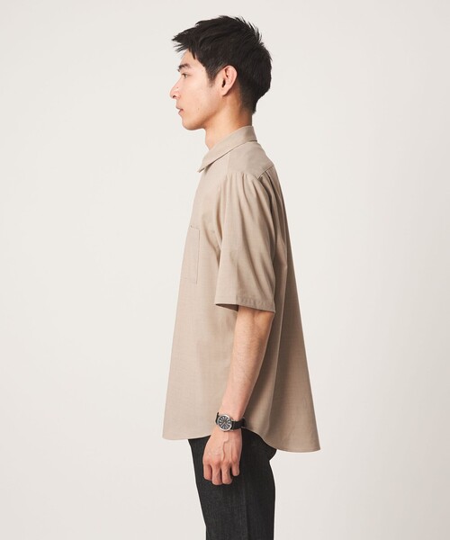 green label relaxing(グリーンレーベルリラクシング)の「【WEB限定】JUST fit ウールライク 半袖 シャツ(シャツ/ブラウス・メンズ・ダークグレー/ブラック/モカ・S/M/L/XL)」の10枚目の写真