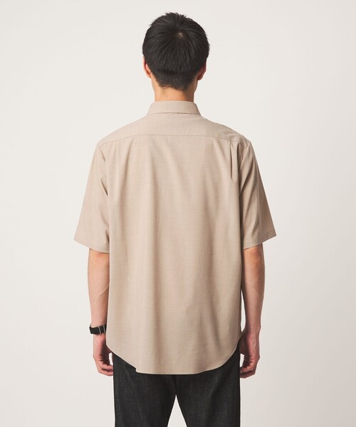 green label relaxing(グリーンレーベルリラクシング)の「【WEB限定】JUST fit ウールライク 半袖 シャツ(シャツ/ブラウス・メンズ・ダークグレー/ブラック/モカ・S/M/L/XL)」の11枚目の写真
