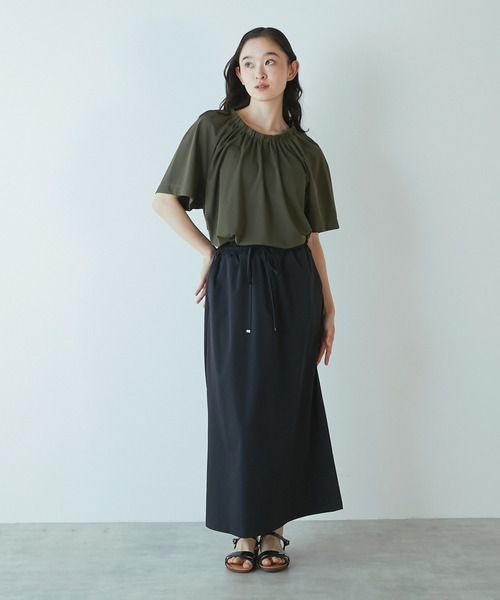 LOGEMENT DE CLAIRE(ロジュモンドクレール)の「【Allease/オールイーズ】ギャザーカットブラウス(Tシャツ/カットソー・レディース・モカ/カーキ/ブラック/オフホワイト・FREE)」の13枚目の写真