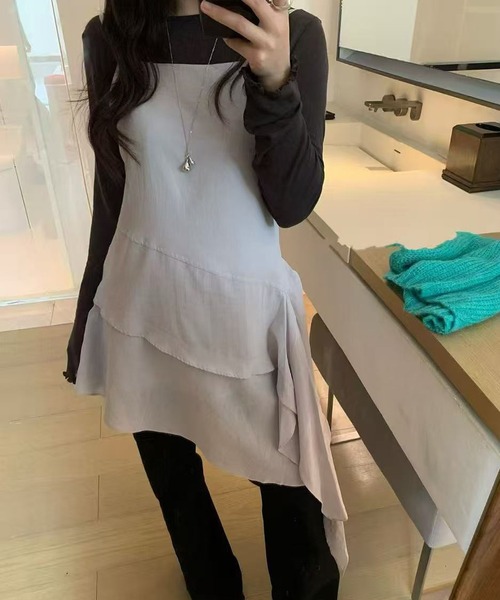 HALEY PESCA(ヘーリーペスカ)の「HALEY PESCA/アシンメトリーフリルキャミソール(キャミソール・レディース・グレー・FREE)」の8枚目の写真