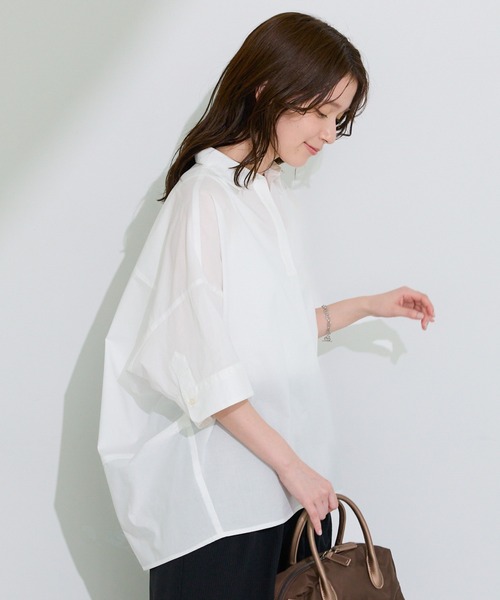 セール】UVカットスキッパー半袖シャツ（シャツ/ブラウス）｜Green