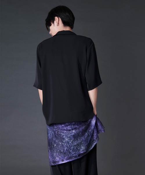 Ellno Loset(エルノロゼット)の「【機能性付き】ローズ刺繍開襟シャツ/SETUP対応(シャツ/ブラウス・メンズ・ブラック/チャコール/オフホワイト・LARGE/MEDIUM/SMALL)」の14枚目の写真