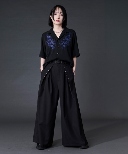Ellno Loset(エルノロゼット)の「【機能性付き】ローズ刺繍開襟シャツ/SETUP対応(シャツ/ブラウス・メンズ・ブラック/チャコール/オフホワイト・LARGE/MEDIUM/SMALL)」の22枚目の写真