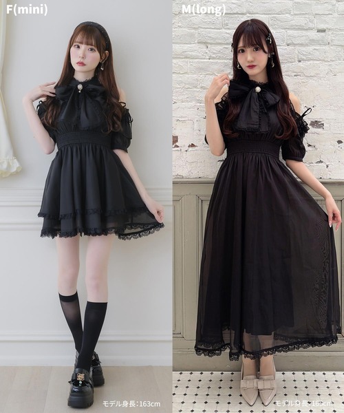couture BY ROJITA(クチュールバイロジータ)の「【Mサイズ/ロング丈】ボウタイリボンアメスリ風ワンピース(ワンピース・レディース・ブラック/マルチ/ピンク/ブルー・FREE/MEDIUM)」の7枚目の写真