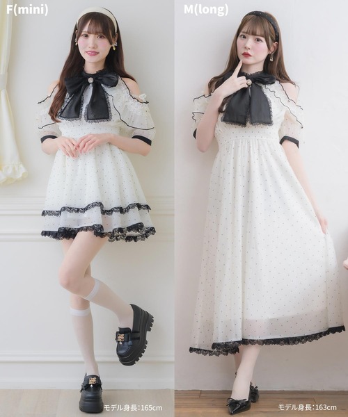 couture BY ROJITA(クチュールバイロジータ)の「【Mサイズ/ロング丈】ボウタイリボンアメスリ風ワンピース(ワンピース・レディース・ブラック/マルチ/ピンク/ブルー・FREE/MEDIUM)」の5枚目の写真