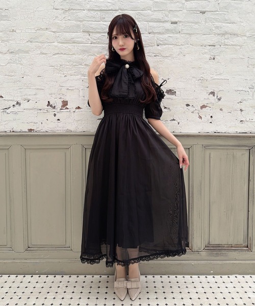 couture BY ROJITA(クチュールバイロジータ)の「【Mサイズ/ロング丈】ボウタイリボンアメスリ風ワンピース(ワンピース・レディース・ブラック/マルチ/ピンク/ブルー・FREE/MEDIUM)」の17枚目の写真