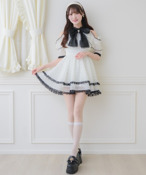 couture BY ROJITA(クチュールバイロジータ)の「【Mサイズ/ロング丈】ボウタイリボンアメスリ風ワンピース(ワンピース・レディース・ブラック/マルチ/ピンク/ブルー・FREE/MEDIUM)」の9枚目の写真