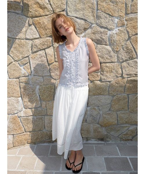 ETMON(エトモン)の「Double Frill Sleeveless Blouse, Blue Grey(シャツ/ブラウス・レディース・その他・F)」の2枚目の写真