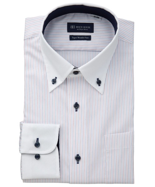 TOKYO SHIRTS(トウキョウシャツ)の「【超形態安定】【吸水速乾】 形態安定ノンアイロン ボタンダウン 長袖ビジネスワイシャツ(大きいサイズ・長いサイズ)(ビジネスシャツ・メンズ・エンジ・首回り39cm-裄丈88cm/首回り41cm-裄丈90cm/首回り42cm-裄丈90cm/首回り43cm-裄丈90cm/首回り45cm-裄丈82cm/首回り45cm-裄丈86cm/首回り45cm-裄丈90cm/首回り47cm-裄丈86cm/首回り47cm-裄丈90cm)」の1枚目の写真