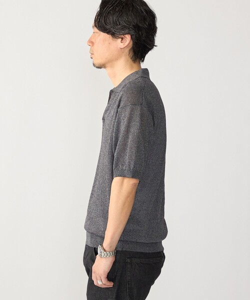 SHIPS（シップス）の「SHIPS:〈手洗い可能〉和紙 スキッパー ニット ポロ（ポロシャツ・メンズ・ダークグレー/ベージュ/ロイヤルブルー・SMALL/MEDIUM/LARGE/X-LARGE）」の12枚目の写真