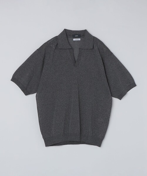 SHIPS（シップス）の「SHIPS:〈手洗い可能〉和紙 スキッパー ニット ポロ（ポロシャツ・メンズ・ダークグレー/ベージュ/ロイヤルブルー・SMALL/MEDIUM/LARGE/X-LARGE）」の21枚目の写真