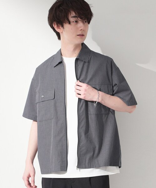 THE SHOP TK (ザ ショップ ティーケー )の「半袖チェックジップシャツ 洗濯機OK(シャツ/ブラウス・メンズ・ブルー系1/ホワイト系4/ネイビー系1・02/03/04)」の3枚目の写真