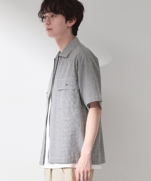 THE SHOP TK (ザ ショップ ティーケー )の「半袖チェックジップシャツ 洗濯機OK(シャツ/ブラウス・メンズ・ブルー系1/ホワイト系4/ネイビー系1・02/03/04)」の4枚目の写真