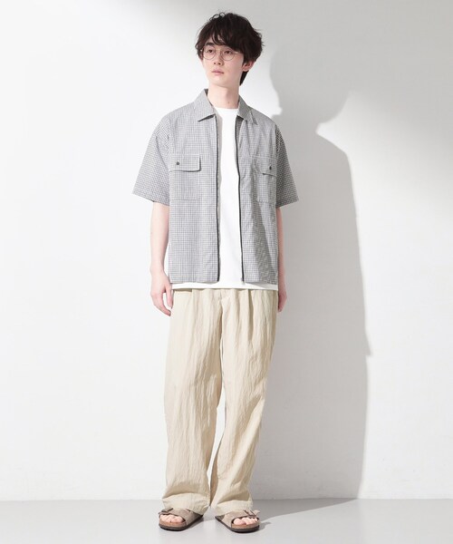 THE SHOP TK (ザ ショップ ティーケー )の「半袖チェックジップシャツ 洗濯機OK(シャツ/ブラウス・メンズ・ブルー系1/ホワイト系4/ネイビー系1・02/03/04)」の6枚目の写真