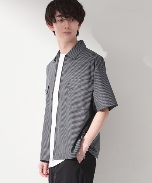 THE SHOP TK (ザ ショップ ティーケー )の「半袖チェックジップシャツ 洗濯機OK(シャツ/ブラウス・メンズ・ブルー系1/ホワイト系4/ネイビー系1・02/03/04)」の12枚目の写真