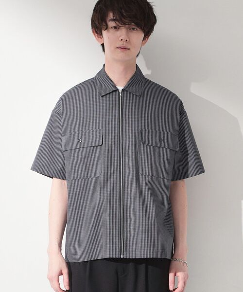 THE SHOP TK (ザ ショップ ティーケー )の「半袖チェックジップシャツ 洗濯機OK(シャツ/ブラウス・メンズ・ブルー系1/ホワイト系4/ネイビー系1・02/03/04)」の16枚目の写真