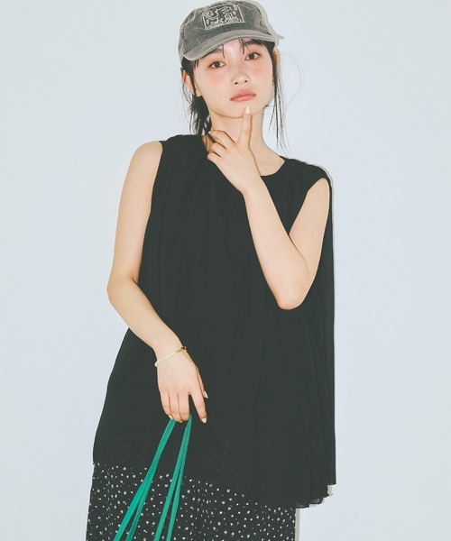 COLORME(カラーミー)の「【AKB48 伊藤百花 着用】シフォンノースリーブトップス(シャツ/ブラウス・レディース・ブラック/ライトブルー・FREE)」の8枚目の写真
