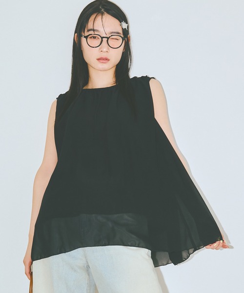 COLORME(カラーミー)の「【AKB48 伊藤百花 着用】シフォンノースリーブトップス(シャツ/ブラウス・レディース・ブラック/ライトブルー・FREE)」の9枚目の写真