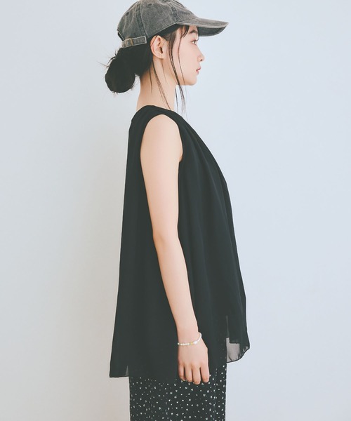 COLORME(カラーミー)の「【AKB48 伊藤百花 着用】シフォンノースリーブトップス(シャツ/ブラウス・レディース・ブラック/ライトブルー・FREE)」の15枚目の写真