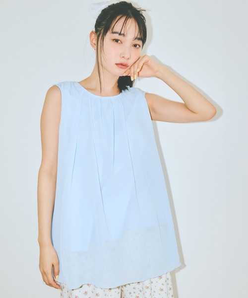 COLORME(カラーミー)の「【AKB48 伊藤百花 着用】シフォンノースリーブトップス(シャツ/ブラウス・レディース・ブラック/ライトブルー・FREE)」の3枚目の写真