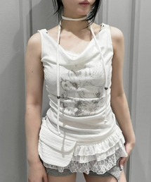 【nmtc+】Doodle Lace Sleeveless Tee Muffler Set / 【エヌエムティーシープラス】レースマフラーセットノースリーブTシャツ