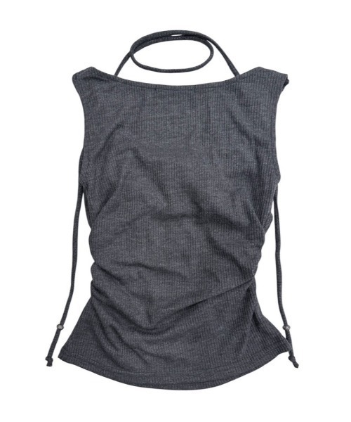 Never mind the XU / Chikashitsu+(ネバーマインド ザ エックスユー / チカシツプラス)の「【nmtc+】Doodle Lace Sleeveless Tee Muffler Set / 【エヌエムティーシープラス】レースマフラーセットノースリーブTシャツ(タンクトップ・レディース・ホワイト/チャコール・ONE SIZE)」の7枚目の写真