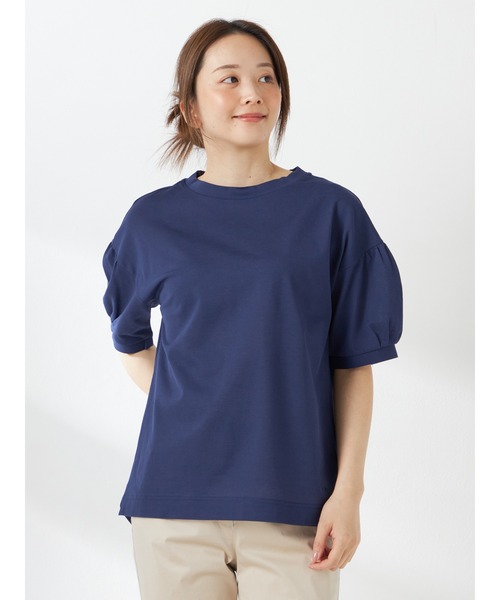 McGREGOR（マックレガー）の「【接触冷感】ピケ袖タックブラウス（Tシャツ/カットソー・レディース・アイボリー/ネイビー/ブラウン系その他・L/M）」の3枚目の写真