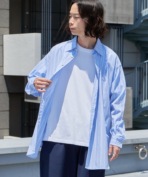 MAUI and Sons(マウイアンドサンズ)の「MAUI and Sons / マウイアンドサンズ PACIFIC BIG SHIRT パシフィックビッグシャツ オーバーサイズシャツ 2026年春夏春服 夏服(シャツ/ブラウス・メンズ・ベージュ/ブルー/ブルー系・M/L)」の1枚目の写真