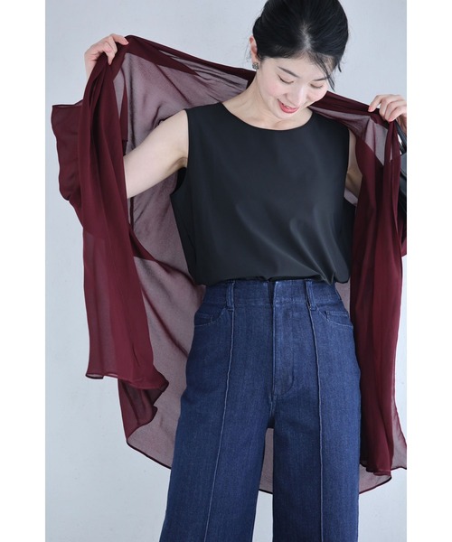 cawaii(カワイイ)の「涼しく軽やかなシアーカーディガン(カーディガン/ボレロ・レディース・ワインレッド・FREE)」の17枚目の写真