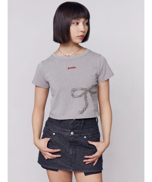 EMODA（エモダ）の「フリルパッチミニマルTシャツ（Tシャツ/カットソー・レディース・ホワイト/ブラック/グレー・FREE）」の12枚目の写真