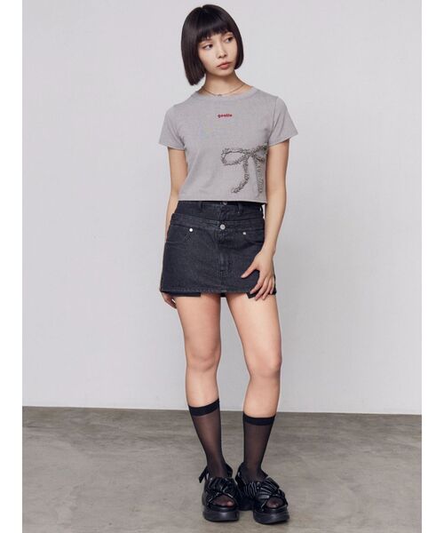EMODA（エモダ）の「フリルパッチミニマルTシャツ（Tシャツ/カットソー・レディース・ホワイト/ブラック/グレー・FREE）」の13枚目の写真