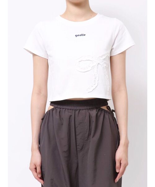 EMODA（エモダ）の「フリルパッチミニマルTシャツ（Tシャツ/カットソー・レディース・ホワイト/ブラック/グレー・FREE）」の16枚目の写真