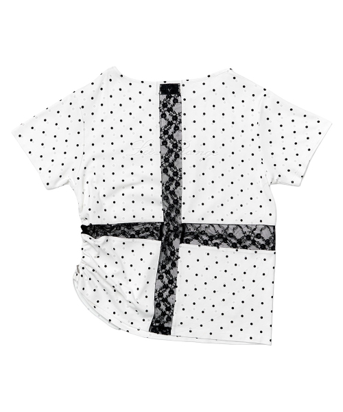 SCHISM INDUCING（スキズムインデューシング）の「DOT CROSS STRING T SHIRT WHITE（Tシャツ/カットソー・レディース・その他・FREE）」の3枚目の写真