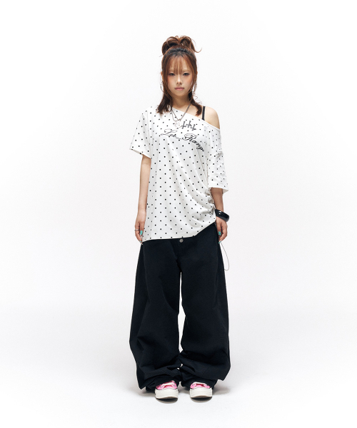SCHISM INDUCING（スキズムインデューシング）の「DOT CROSS STRING T SHIRT WHITE（Tシャツ/カットソー・レディース・その他・FREE）」の7枚目の写真
