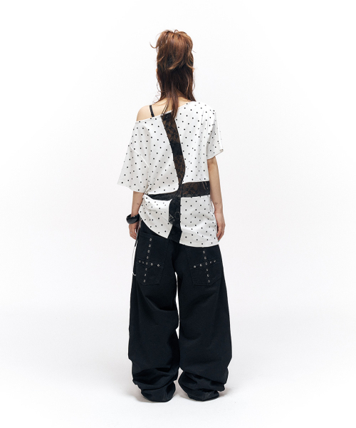 SCHISM INDUCING（スキズムインデューシング）の「DOT CROSS STRING T SHIRT WHITE（Tシャツ/カットソー・レディース・その他・FREE）」の9枚目の写真