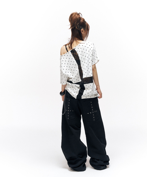 SCHISM INDUCING（スキズムインデューシング）の「DOT CROSS STRING T SHIRT WHITE（Tシャツ/カットソー・レディース・その他・FREE）」の10枚目の写真