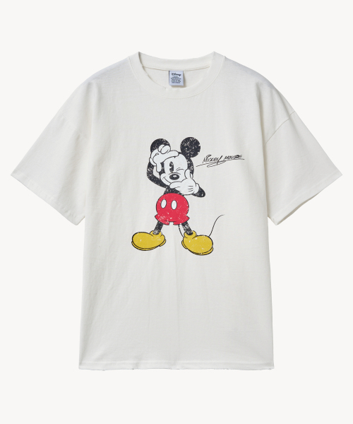 VTWO（ブイツー）の「ヴィンテージウォッシングフォト_ミッキー_ Tシャツ (ホワイト)（Tシャツ/カットソー・レディース・その他・MEDIUM/LARGE）」の2枚目の写真