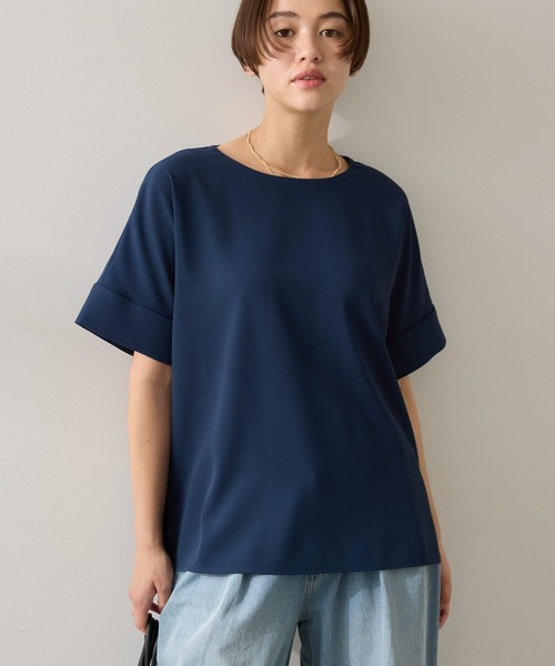 AMERICAN HOLIC(アメリカンホリック)の「【WEB限定】イージーケア+接触冷感バックタック半袖ブラウス(シャツ/ブラウス・レディース・ネイビー/オフホワイト/ミント/ラベンダー/ブラック・L/M)」の11枚目の写真