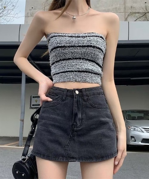 HAILY(ヘイリー)の「ウォッシュ加工デニムAラインスカパン(デニムスカート・レディース・チャコールグレー/ライトブルー・S/M/L)」の6枚目の写真