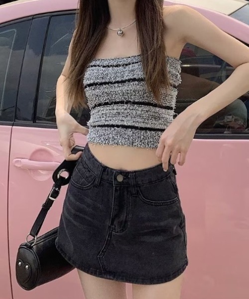 HAILY(ヘイリー)の「ウォッシュ加工デニムAラインスカパン(デニムスカート・レディース・チャコールグレー/ライトブルー・S/M/L)」の9枚目の写真