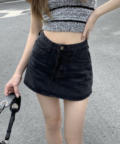 HAILY(ヘイリー)の「ウォッシュ加工デニムAラインスカパン(デニムスカート・レディース・チャコールグレー/ライトブルー・S/M/L)」の12枚目の写真